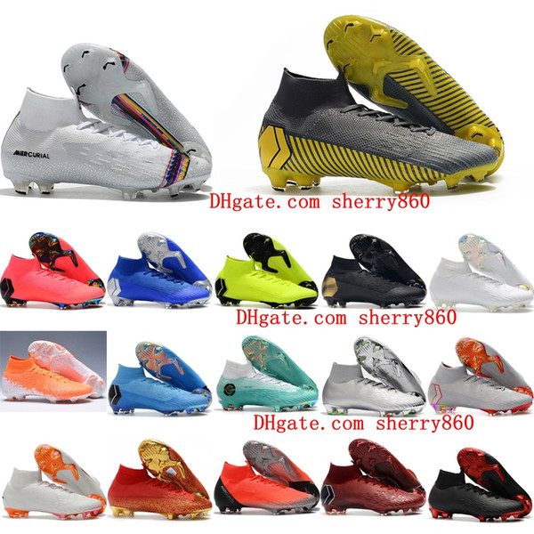 2019 mens soccer shoes Mercurial Superfly VI 360 Elite CR7 Neymar FG soccer cleats Crampons de football boots SuperflyX Ronaldo orange