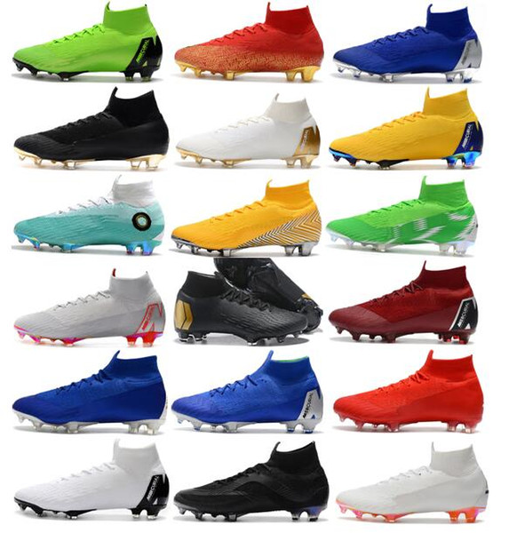 2018 New Mens Mercurial Superfly VI 360 Elite Ronaldo FG CR Soccer Shoes World Cup Chaussures Football Boots High Ankle Soccer Cleat