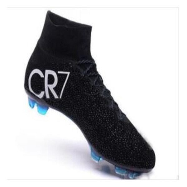 Original Black CR7 Football Boots Mercurial Superfly V FG Soccer Shoes C Ronaldo 7 Top Quality Silver Mens Soccer Cleats