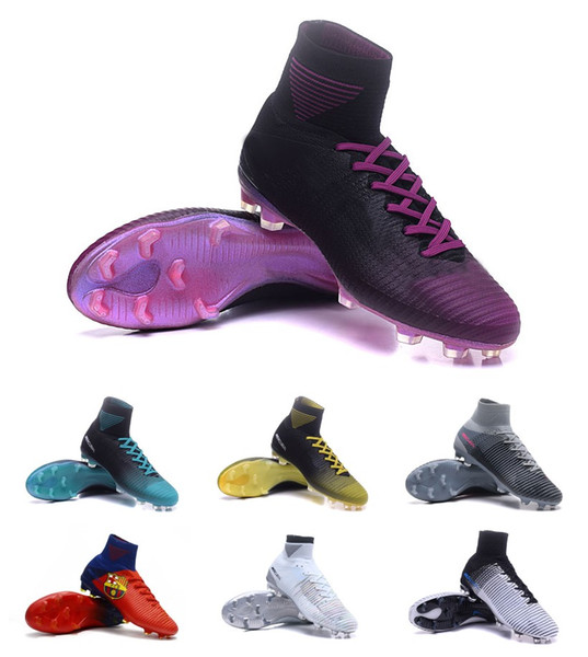 New Mens Soccer Cleats Mercurial Superfly V SX Neymar FG Soccer Boots Mercurial Superfly V CR7 FG Football Boots High Ankle Football Shoes