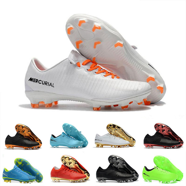 Original White Mens Soccer Cleats Mercurial Superfly CR7 Men Soccer Shoes High Ankle Cristiano Ronaldo Classic Football Boots Eur 40-46