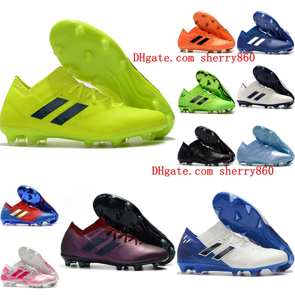 2019 new mens soccer cleats Nemeziz Messi 18.1 FG soccer shoes Nemeziz 18 chaussures de football boots chuteiras de futebol orange original