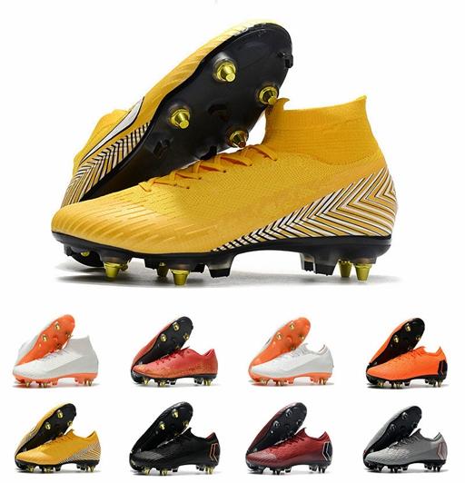 2018 World Cup Mens Soccer Cleats Mercurial Superfly VI 360 Elite SG AC Steel Spikes Soccer Shoes High Ankle Chaussures De Football Boots