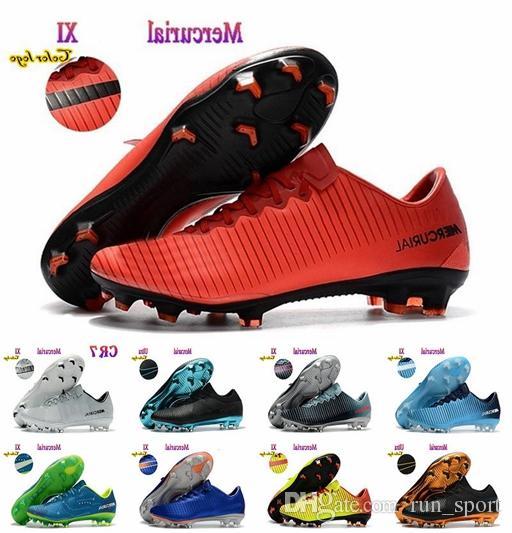 2018 Mens Low Ankle Football Boots CR7 Mercurial XI FG indoor Soccer Shoes Superfly V Soccer Cleats boots