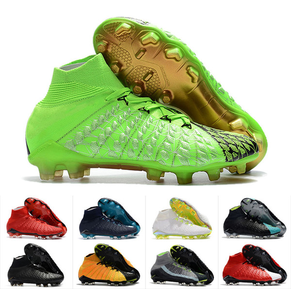 New Hypervenom Phantom III DF FG Mens Soccer Shoes Outdoor Trainers Hommes White Grey Cool Gamma Blue Football Shoes