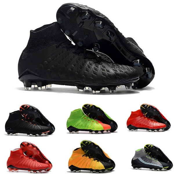 Original New High Ankle Top Football Boot Hypervenom Phantom III DF FG ACC Soccer Cleats HypervenomX Proximo TF AG Indoor Soccer Shoes Turf