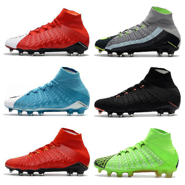 Mens high ankle FG Motion Blur soccer cleats Hypervenom Phantom III DF soccer shoes neymar IC football boots cleats Men football shoes Cheap