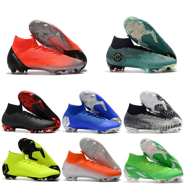 2019 New Mens High Ankle Football Boots CR7 Mercurial Superfly VI 360 Elite FG Soccer Shoes Neymar ACC Superfly Soccer Cleats