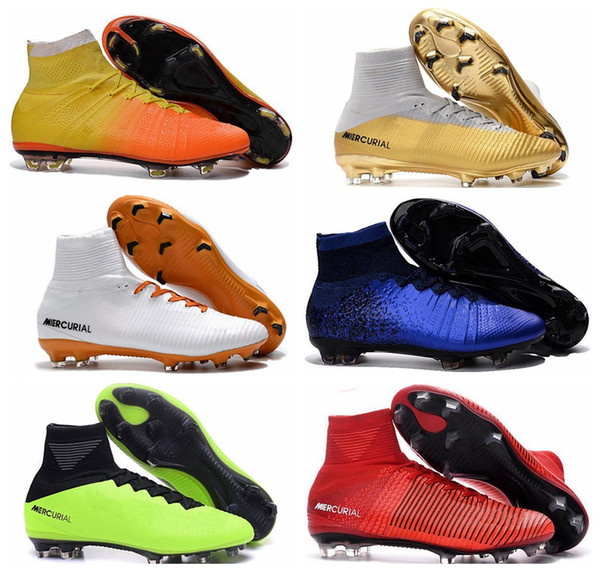 2018 Mens Mercurial Superfly CR7 V FG AG Football Boots Cristiano Ronaldo High Tops Neymar JR ACC Soccer Shoes Magista Obra Soccer Cleats