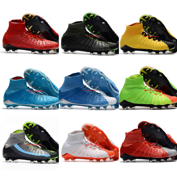 Mens High Top Football Boots Hypervenom Phantom III DF FG Soccer Shoes MagistaX Superfly Outdoor Cleats Neymar