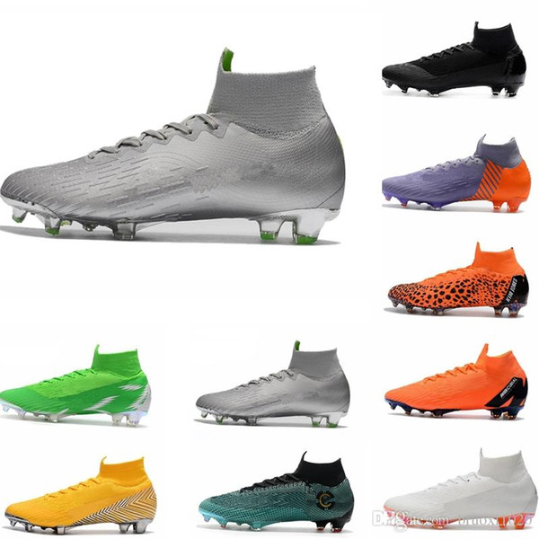 2018 Mens Mercurial Superfly VI 360 Elite Ronaldo FG CR soccer shoes chaussures football boots high ankle Soccer Cleats