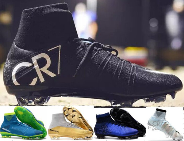 Top Quality Black CR7 Football Boots Football Shoes Mercurial Superfly V FG Soccer Shoes C Ronaldo 7 Cheap Silver Men Soccer Cleats