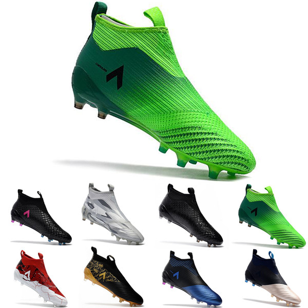 men Slip On ACE 17+ PureControl FG Football Boots Black Gold Outdoor football soccer shoes Paul Pogba Capsule Big Boy Soccer Cleats siz