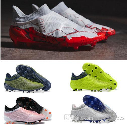 TOP 17 X + Purechaos Men Soccer Boots Five Colors FG Nail New Designer Pattern High Quality Slip-on Football Shoes Size 39-45