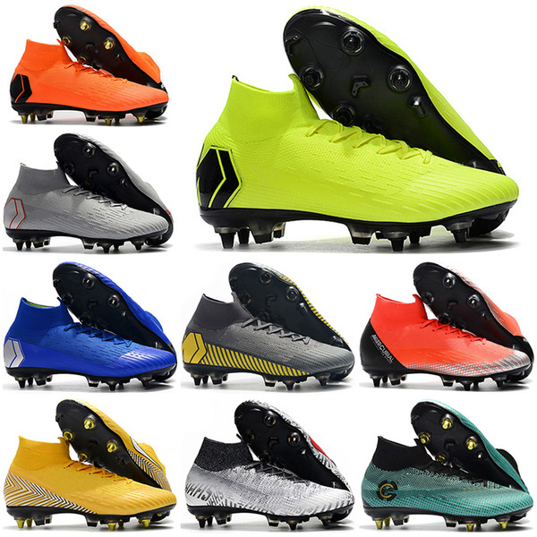 New Mens High Tops Football Boots Always Forward CR7 Mercurial Superfly VI 360 Elite SG Soccer Shoes Superfly 6 Neymar NJR Soccer Cleats