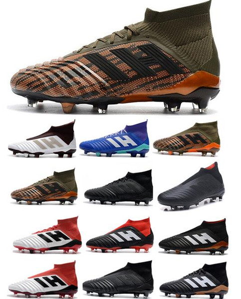 2018 Predator 18 FG Men Soccer Cleats Chaussures De Football Boots Mens Indoor Outdoor Cristiano Ronaldo Mania Neymar Accelerator Shoes