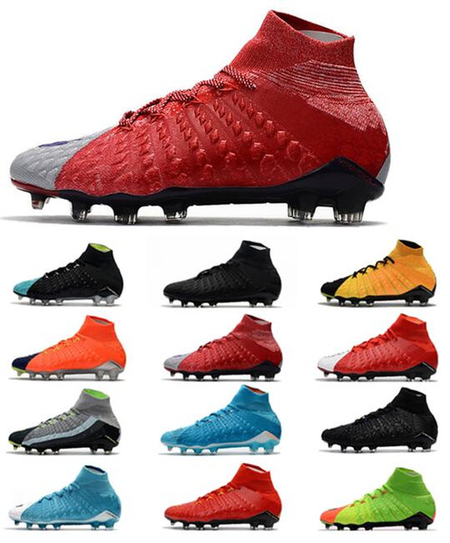 High Ankle Hypervenom Phantom III DF FG 3D Fire Men's Soccer Shoes Neymar Footabll Shoes Men Soccer Boots Zapatos de fútbol Soccer cleats