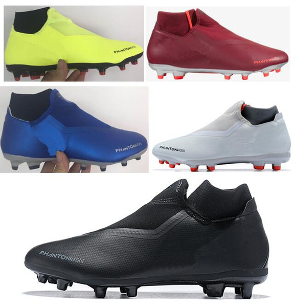 New Cheapest Mens Soccer Cleats Phantom Vision Elite DF FG World Cup Soccer Shoes High Ankle Men Neymar Football Boots Chuteiras