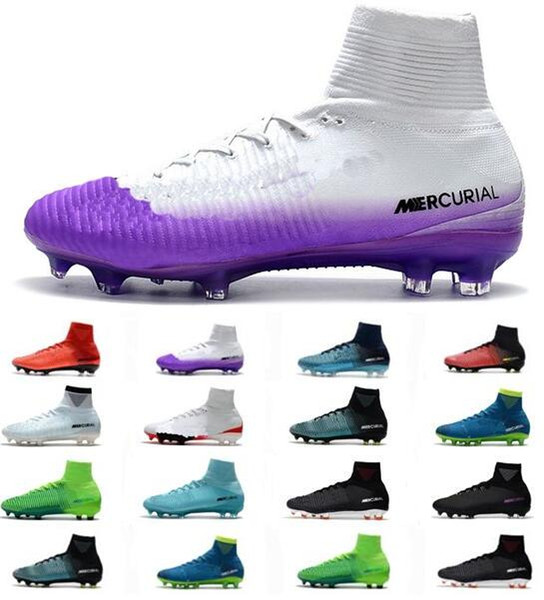 2018 Cheap Mercurial Superfly V FG Mens Soccer Boots Shoes Cristiano Ronaldo Neymar JR ACC Soccer Shoes Magista Obra Soccer Cleats