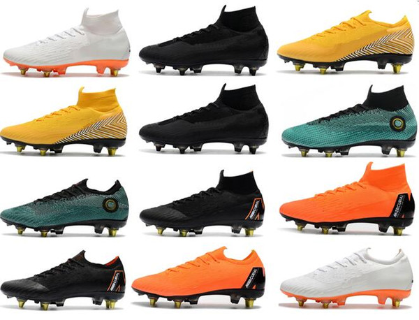 2018 World Cup Cristiano Ronaldo Mens Soccer Cleats Mercurial Superfly VI 360 Elite SG AC Steel Spikes Soccer Shoes ACC Football Boots