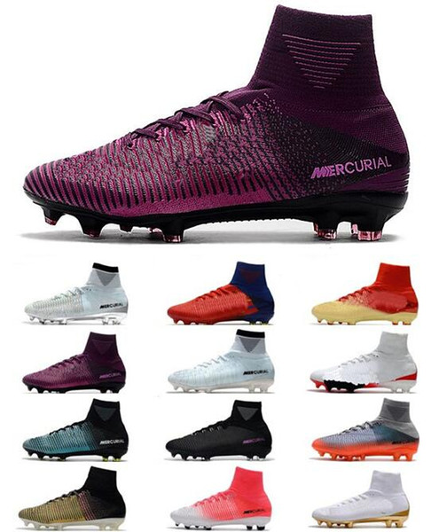 New HIgh Heel Mercurial Superfly V FG Mens Soccer Shoes Ronaldo Football Boots CR7 Mercurial Superfly Men Football Shoes ACC Soccer Cleats