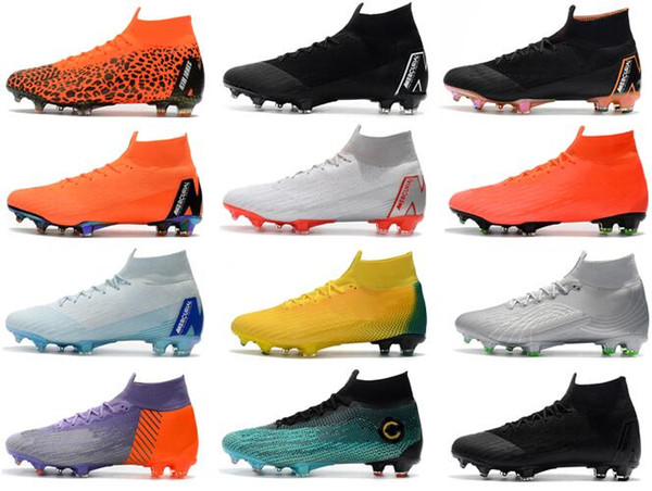 New High Ankle Mens Soccer Cleats Mercurial Superfly VI 360 Elite FG ACC Soccer Shoes 2018 World Cup FG Football Boots