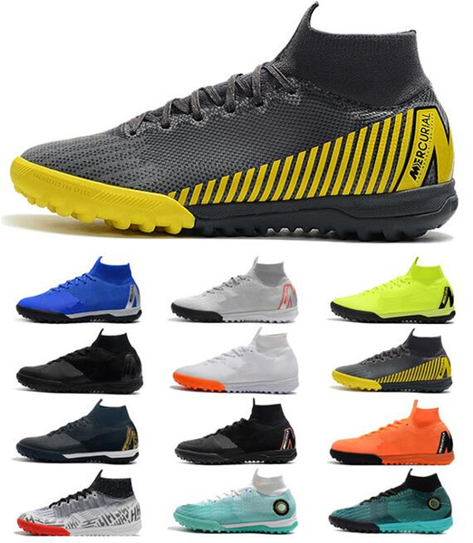 Free Shipping 2019 SuperflyX 6 Elite TF Mens Soccer Shoes High Heel TF Soccer Cleats World Cup Men Designer Football Boots Tacos De Futbol