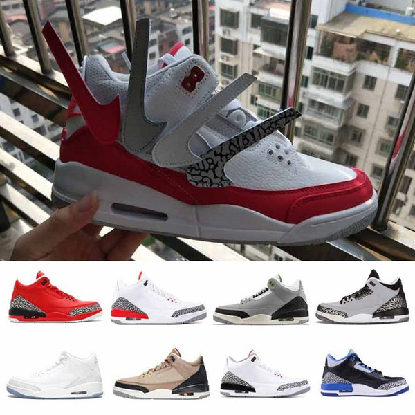 Men Basketball Shoes 3s 3 Sneakers Mens Tinker University Red Black Cement White Blue He Got Game Sport Blue Outdoor Sport Shoes Men