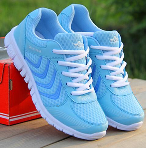 Fast delivery Women casual shoes fashion breathable Walking mesh lace up flat shoes sneakers women 2019 tenis feminino