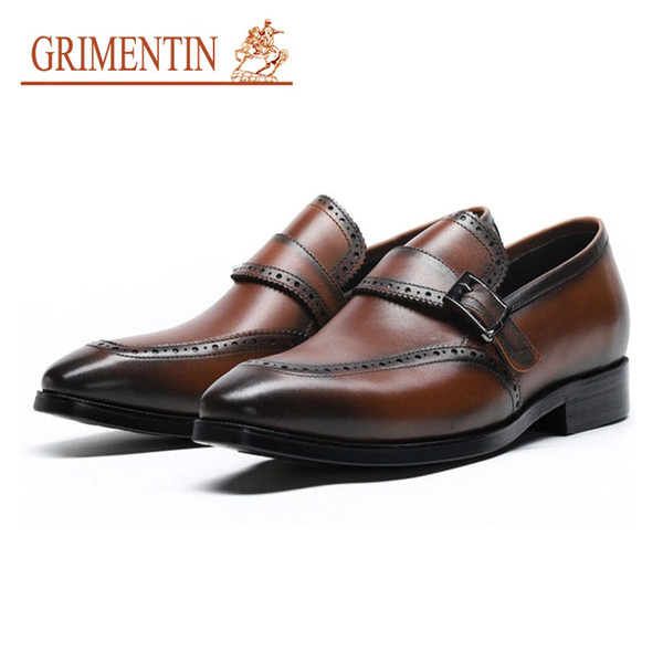 GRIMENTIN Mens Dress Shoes Italian Brand Designer 100% Genuine Leather Men Loafers Hot Sale Fashion Formal Business Wedding Male Shoes YJ