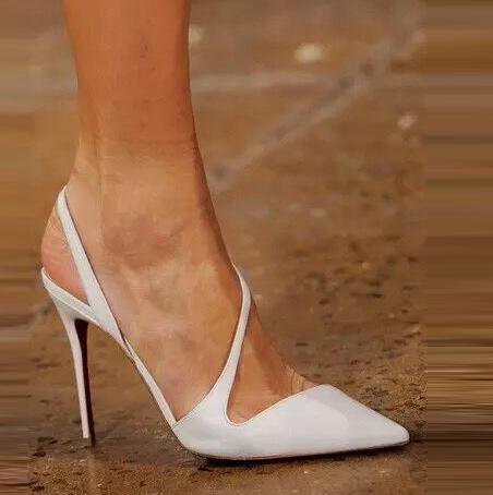 10CM Hot Sale Women White Patent Leather High Heels Summer 2019 New Luxury Ribbon Banquet High Heels Simple Comfortable Empty Sandals