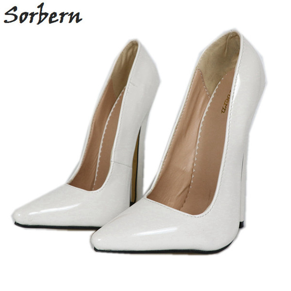 Sorbern Sexy White Women Pumps Fetish High Heel Shoes Slip On Spike High Pointy Toes Runway Womens Shoes Womens Heels Shoes