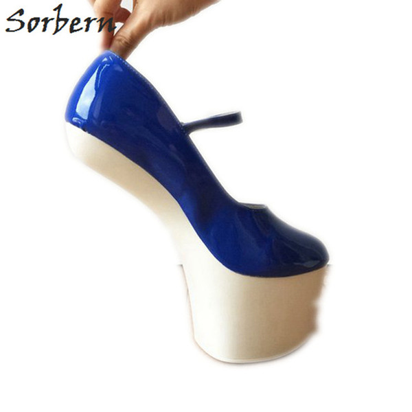 Sorbern Sexy Bdsm Women Pumps Mary Janes Hoof High Heels Heelless Shoes Ladies Big Size Autumn Pointy Toe Heels Fashion Heels