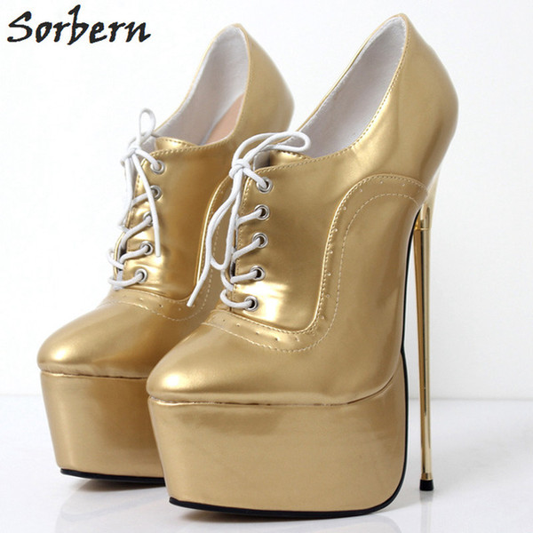 Sorbern Super High Platform Women Pumps Shoes Ladies 22Cm Metal High Heels Custom Colors Lace-Up Spring Cross-Dressing Shoe