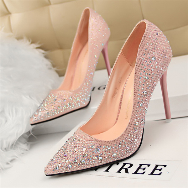 Bigtree ladies Dress wedding shoes rhinestones crystal shoes woman extreme high heels sexy pumps sapato feminino salto alto tacones stiletto