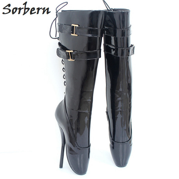 Sorbern 18CM/7'' High Thin Heels Women Boots Plus Size Unisex Party Shoes Buckle Strap Custom Made Color Brand Unisex Dance Boots Women