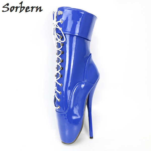 Sorbern Blue Shiny Pata Ballet Heel Boots For Women Pole Dance Lady Shoes Designer brand Women Uk 10 Short Women Boots Custom Colors