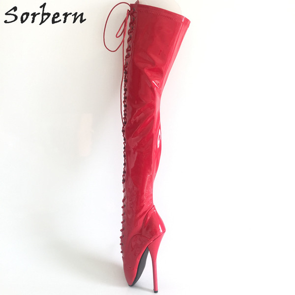 Sorbern Sexy Runway Shoes Over The Knee Boots For Women Ballet Heels Candy Color Women Shoes And Boots Stand On Toe Boots Custom