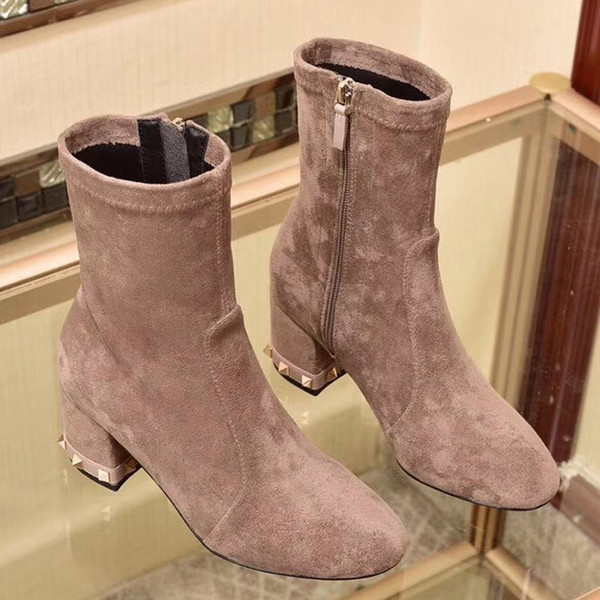 New Fashion Flock Platform High Heels Ladies Women Autumn Winter Casual Ankle Boots Shoes brand fashion luxury designer women shoes