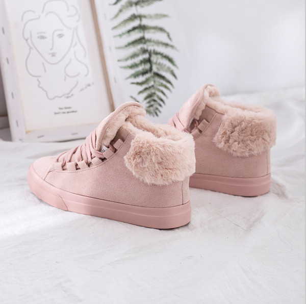 Plush Women Warming Boots Suede Outdoor Winter Feather Casual Shoes Durable Female Snow Boots Footwear zapotos mujer Pink boots