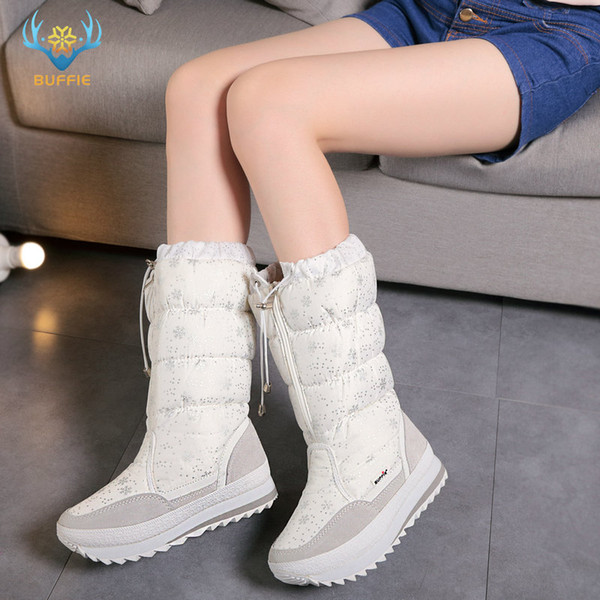 Winter boots High Women Snow Boots plush Warm shoes Plus size wear girl white zip shoes female hot boots bottines designer