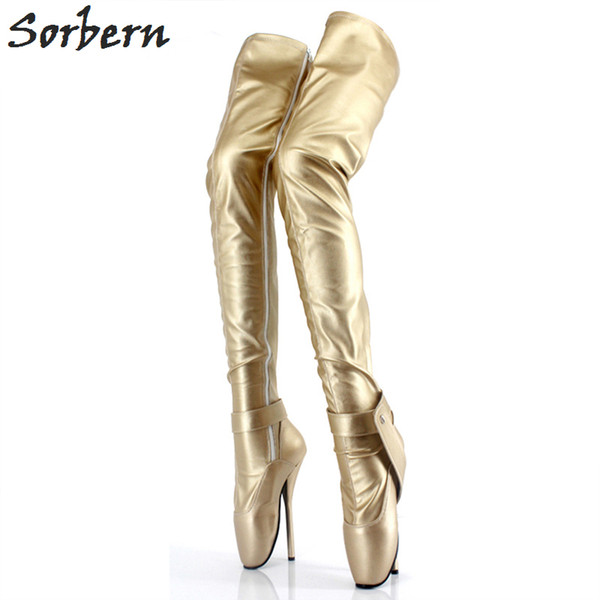 Sorbern Silver Sexy Fetish Boots Over The Knee Ballet Heels Locks Thigh High Boots For Women Shoes Women Shoes Size 12