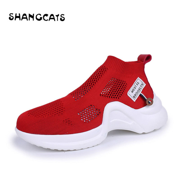 2018 Sneakers Women Breathable Summer Shoes Woman Fashion Casual Slip On White Shoes Red Sneakers Tenis Feminino Lady Footwear