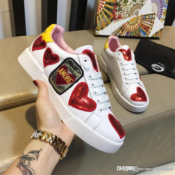 New Arrive DOLCE & GABBANA D.G D & G WOMEN'S SHOES LEATHER TRAINERS SNEAKERS NEW PORTOFINO WHITE 50C Sneaker With Box