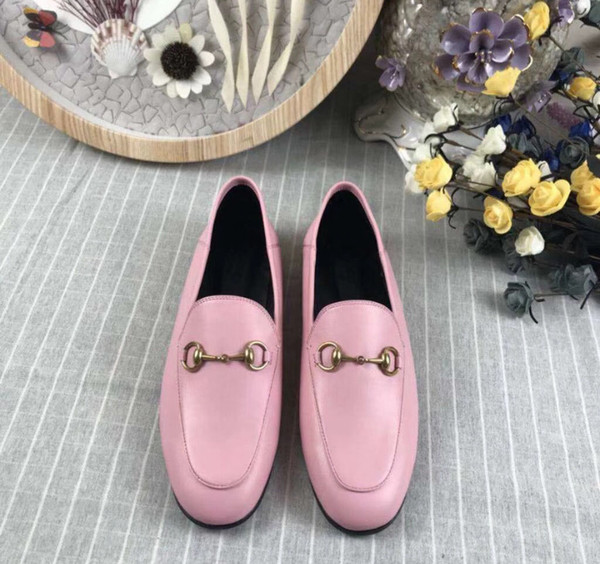 New Ladies flat bottom leather shoes, genuine leather, big bottom, 5 colors, full size package 35-41, black, white, brown, pink, red.