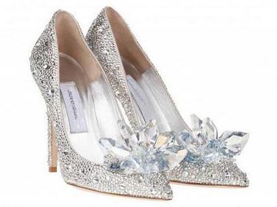 Top Grade Cinderella Crystal Shoes Bridal Rhinestone Wedding Shoes With Flower Genuine Leather Big Small Size35 To 40