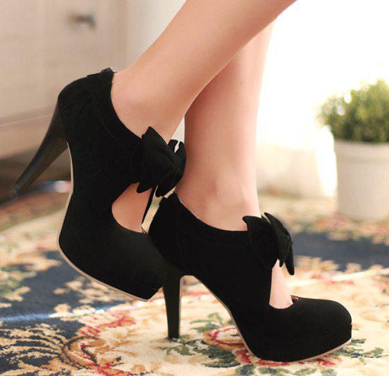 Wholesale-Plus size 2014 Fashion New vintage style,woman small bowtie platform pumps,lady's sexy high heeled shoes,sandals for women