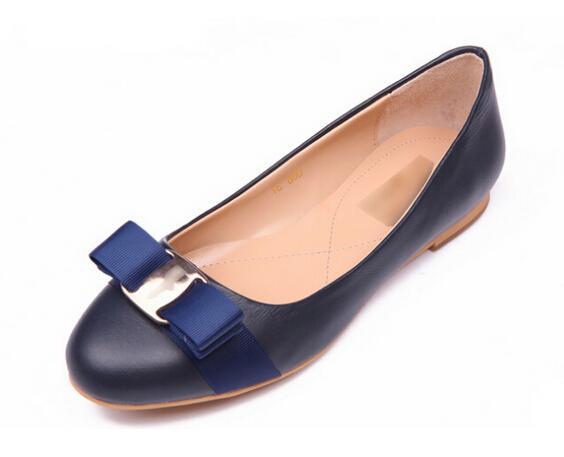 Big Size Newest Women Flats Brand Genuine Leather Ballet Shoes Woman Bow Tie Designer Flats Ladies Zapatos Mujer Sapato Feminino