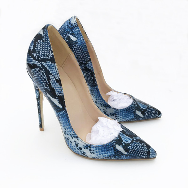 Free Shipping women lady woman 2019 blue python snake Leather Poined Toes Wedding heels Stiletto High Heels shoes pumps sandals boots 10cm