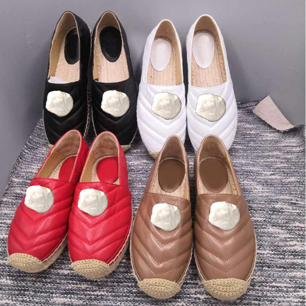 2019 New Fisherman Shoes Authentic sheepskin casual shoes Designer Luxury Brand Straw bottom metal buckle Flat woman Shoes Large size us10